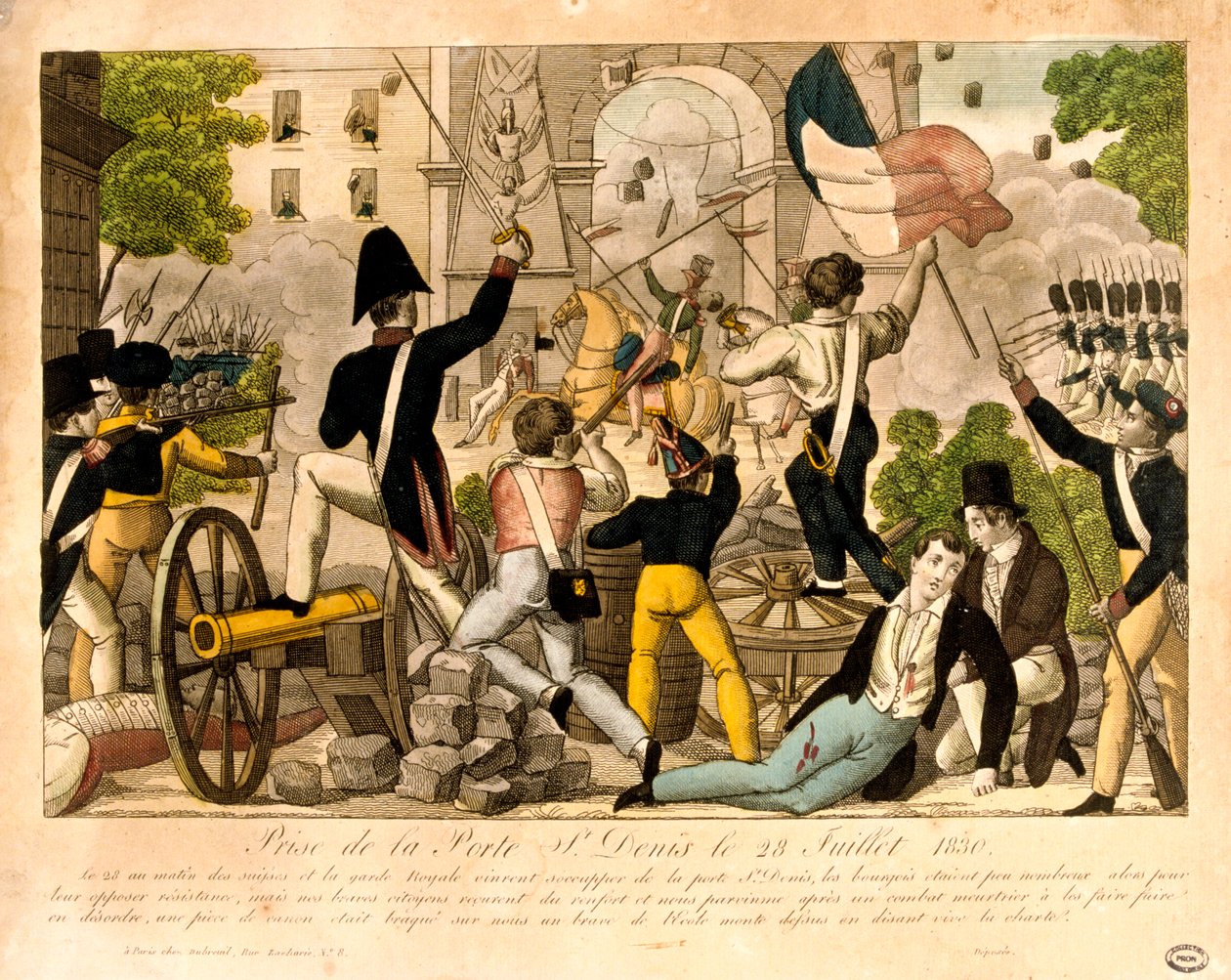 Porte St Denis megtámadása 1830. július 28-án, 1830-as forradalom, Párizs alkotó: Unbekannt