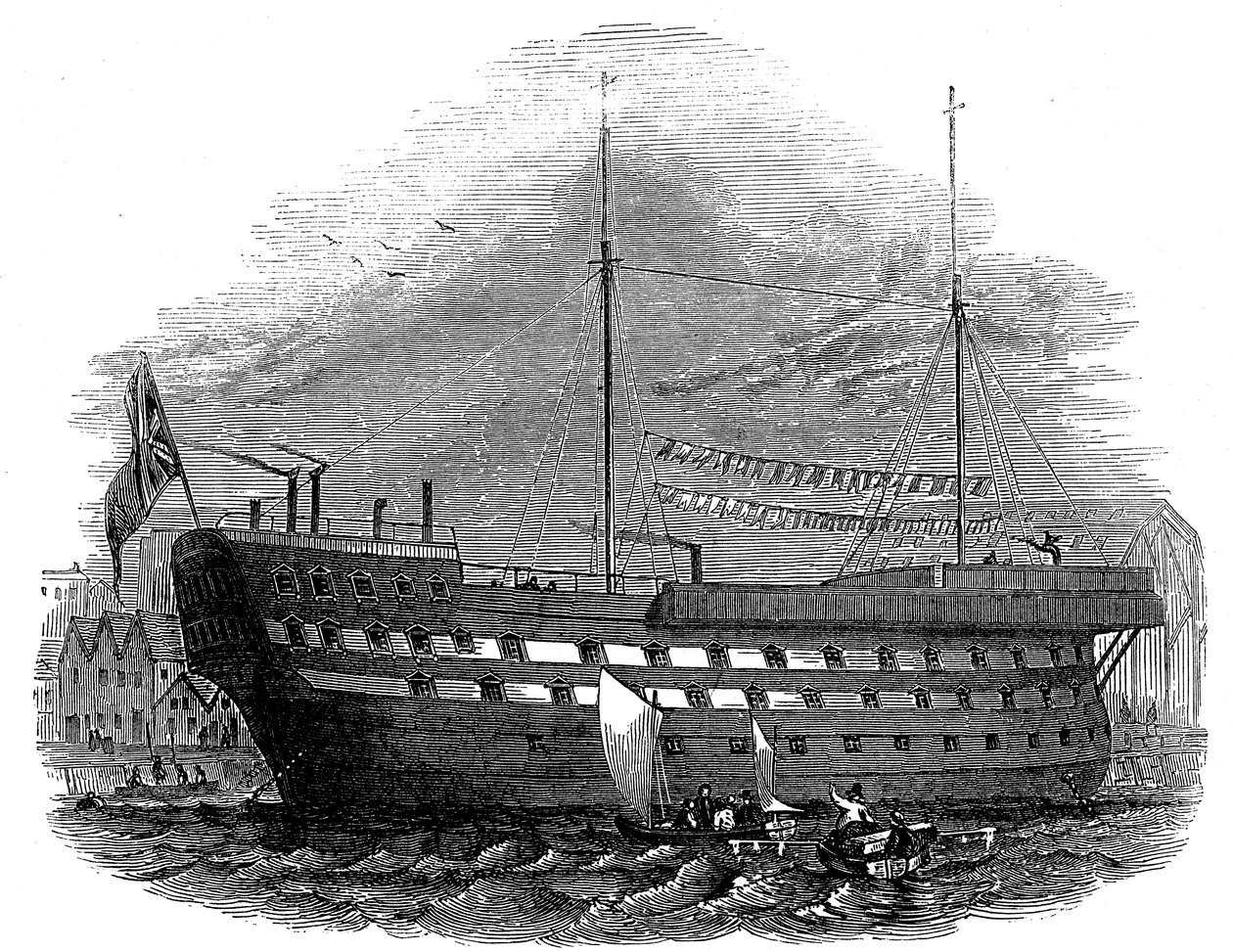 Hulk Warrior börtön, Woolwich, London, 1848 alkotó: Unbekannt