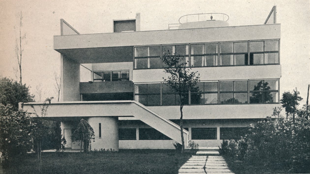 Magánház Garches-ben, Párizs közelében: Kertfront. Építészek, Le Corbusier és Pierre Jeanneret, alkotó: Unbekannt