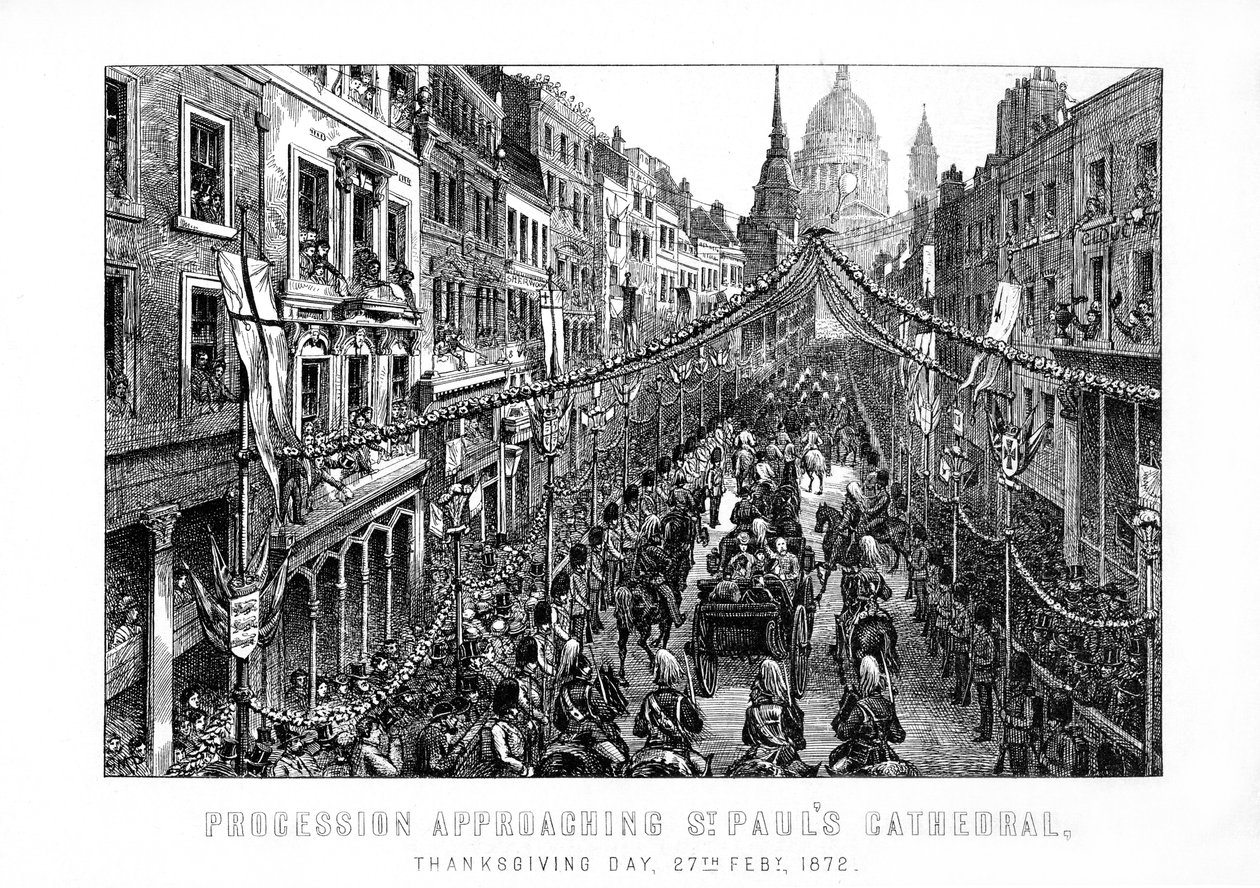 Körmenet a Szent Pál-székesegyház felé, hálaadás napja, 1872. február 27., 1899 alkotó: Unbekannt