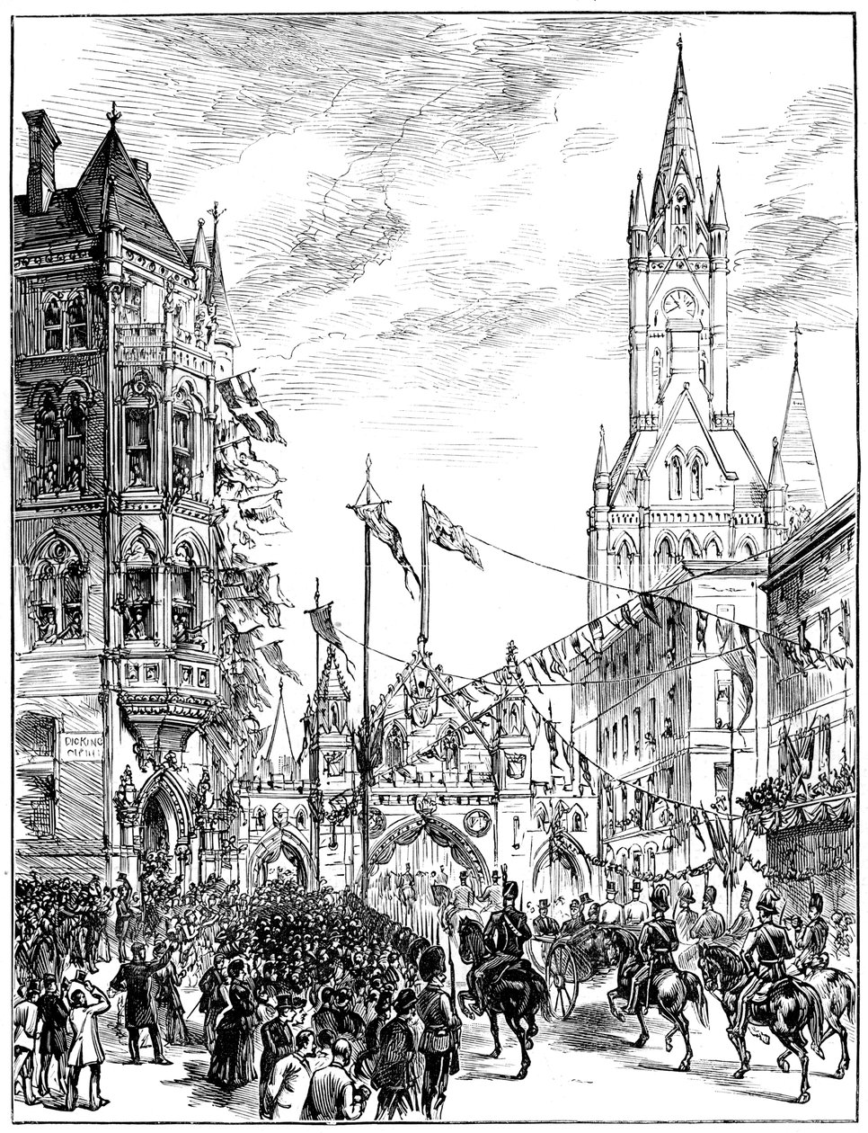 Felvonulás a városháza felé, Manchester, 1887 alkotó: Unbekannt