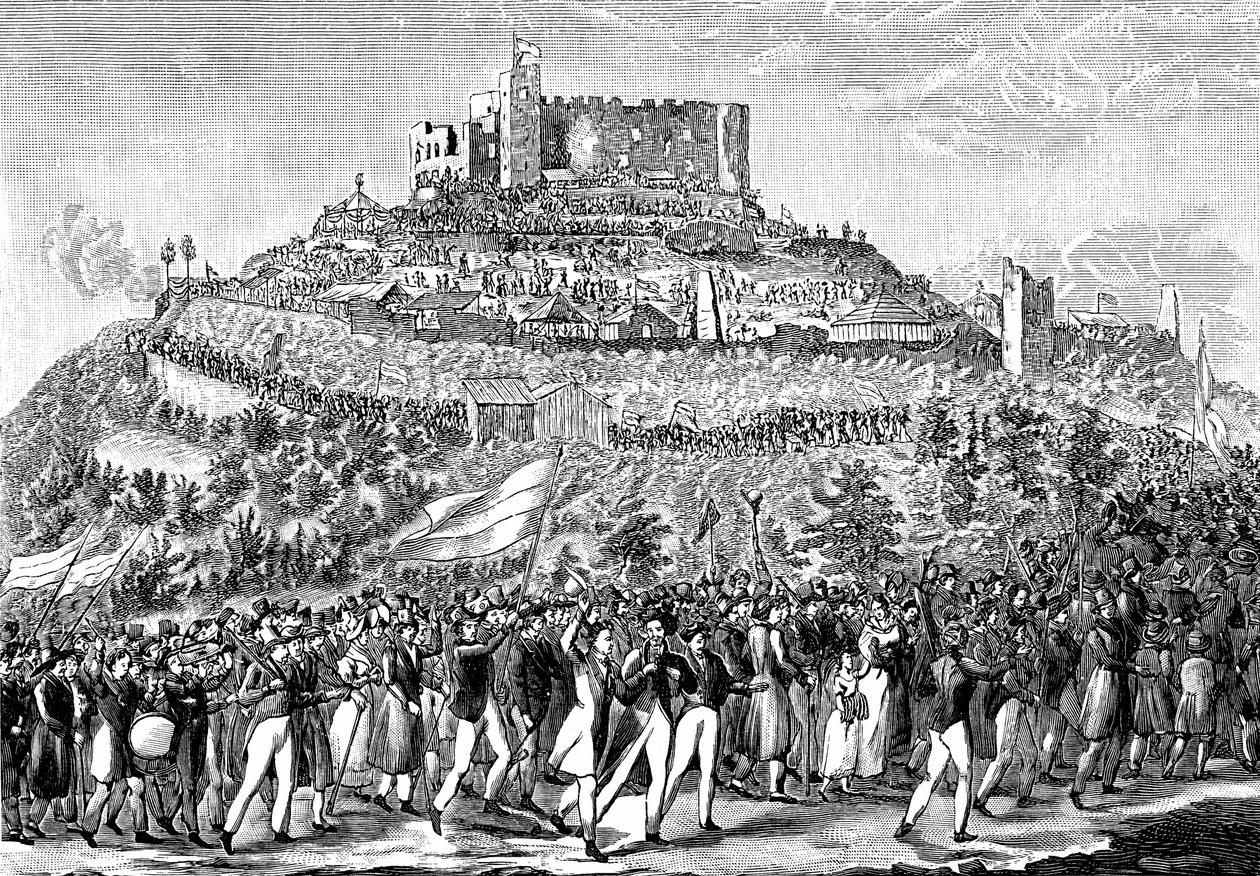 Felvonulás a Hambach-kastélyba 1832. május 27-én. alkotó: Unbekannt