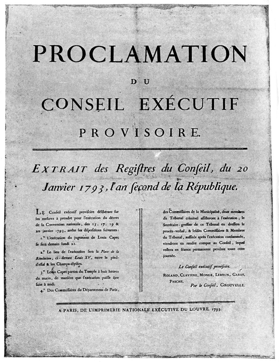 A francia XVI. Lajos kivégzésére vonatkozó parancs kihirdetése, 1793 1894 alkotó: Unbekannt