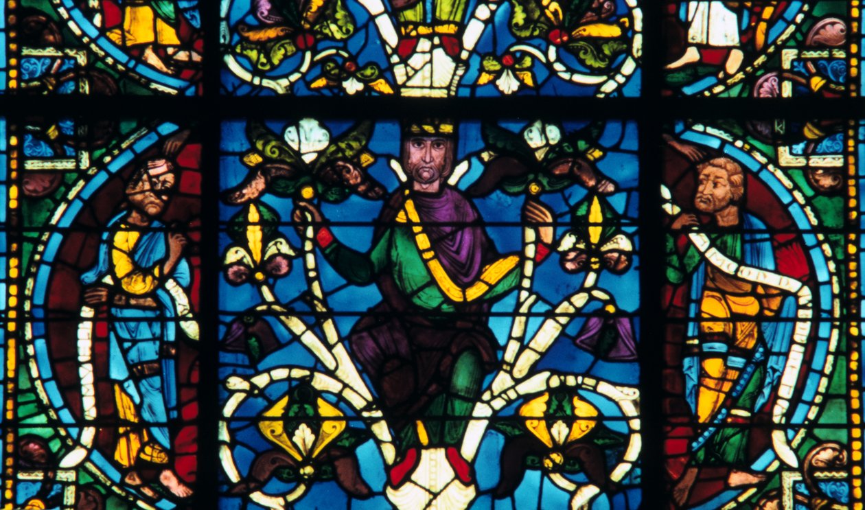 Próféta, ólomüveg, Chartres-i katedrális, Franciaország, 1145-1155 alkotó: Unbekannt