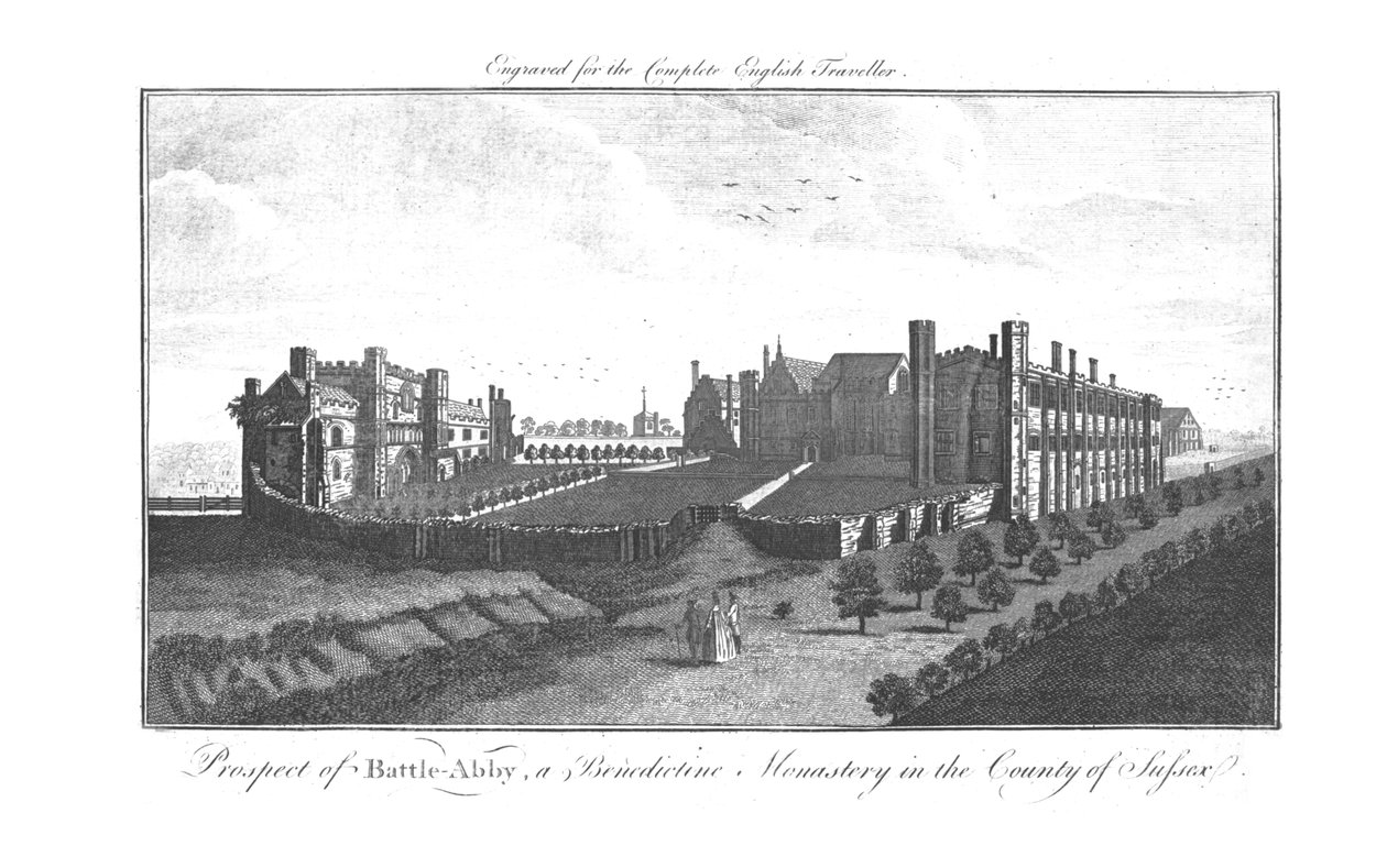 Battle-Abby bencés kolostor kilátása Sussex megyében, 1771 alkotó: Unbekannt