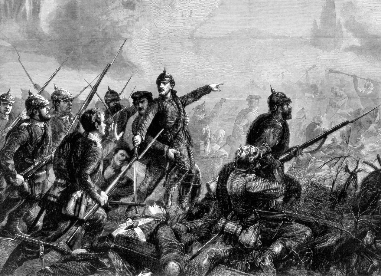 Porosz gyalogság a rohamban, francia-porosz háború, 1870 alkotó: Unbekannt