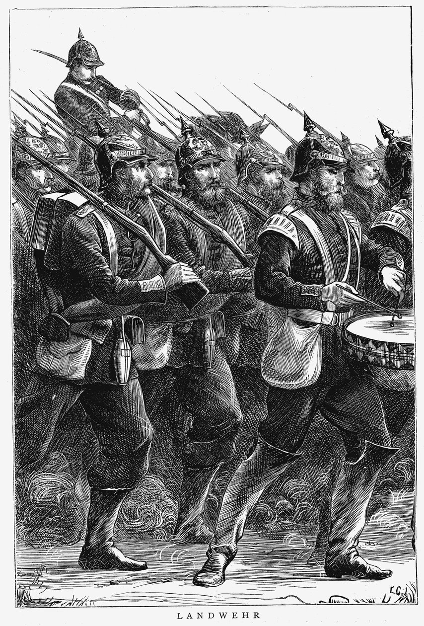 Porosz katonák menet közben, francia-porosz háború, 1870. szeptember alkotó: Unbekannt