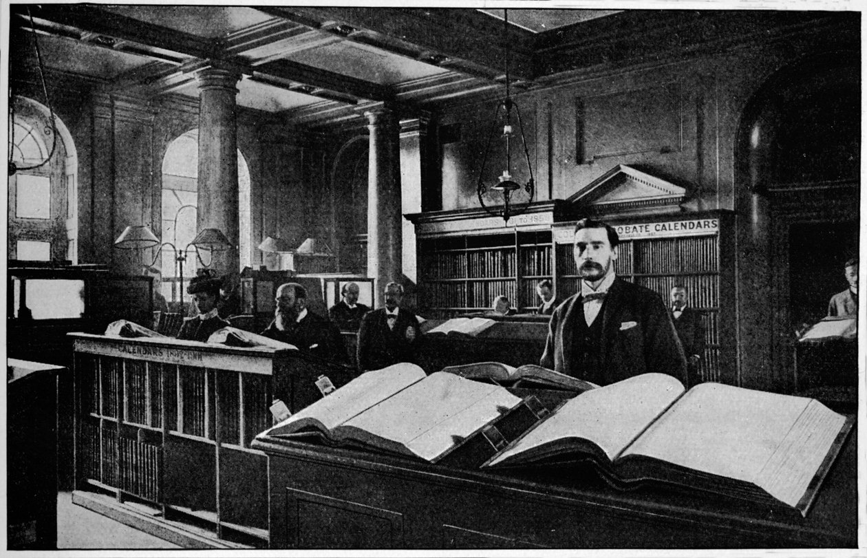 Nyilvános keresőszoba a hagyatéki nyilvántartásban, Somerset House, London, c1901 1901 alkotó: Unbekannt