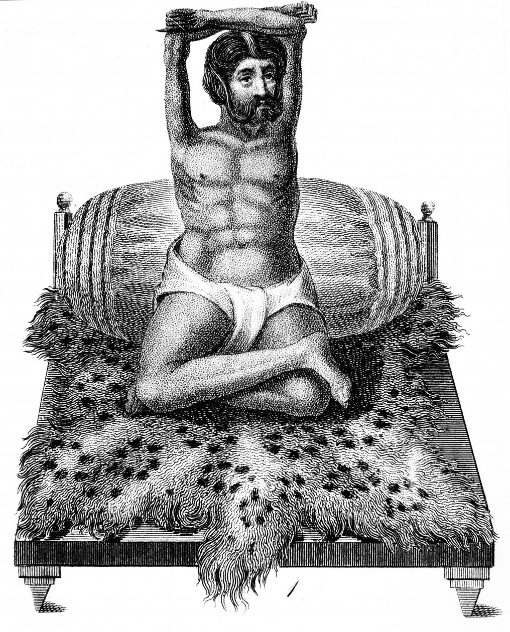 Purana Puri hindu filozófus, karját a feje fölé emelve, 1811 alkotó: Unbekannt