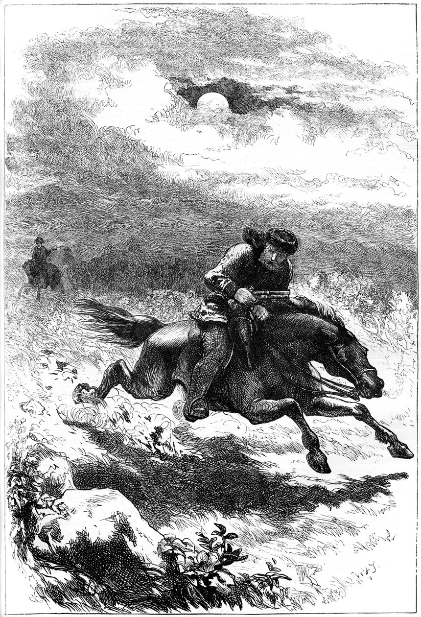 Paul Revere, a cserkész üldözése, 1775 c1880 alkotó: Unbekannt