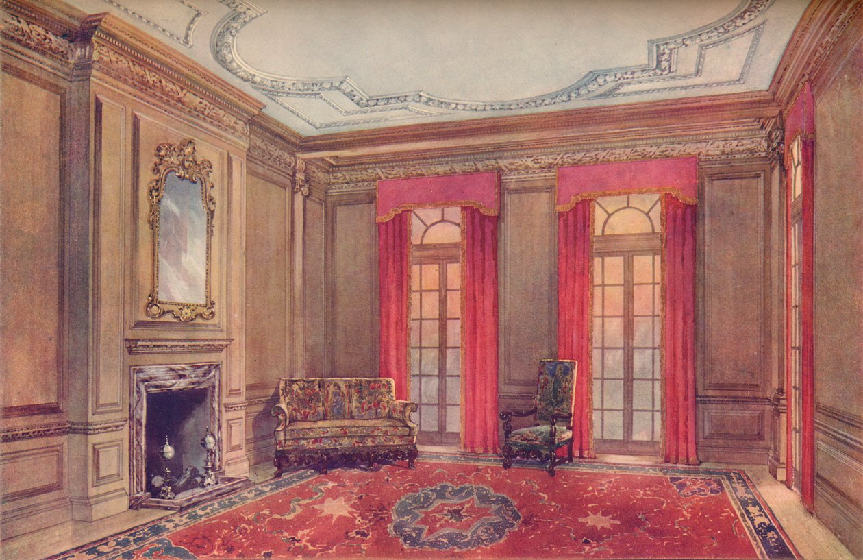 Queen Anne Interior, Erzsébet-korabeli székekkel, 18. század, 1910 alkotó: Unbekannt