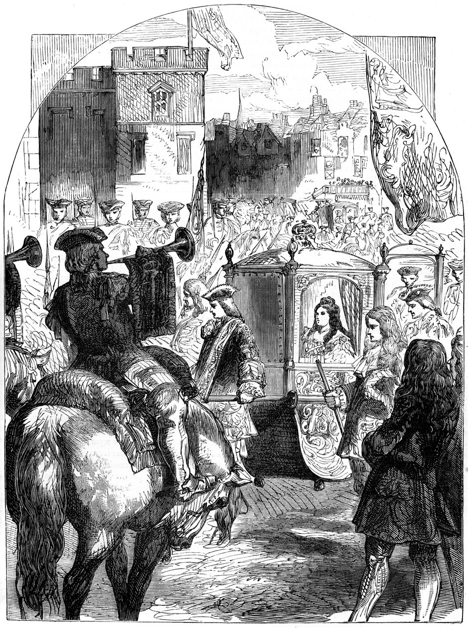 Anna királynő 1665-1714 utolsó előrelépés a Parlament épületébe, Westminster, London, 19. század alkotó: Unbekannt