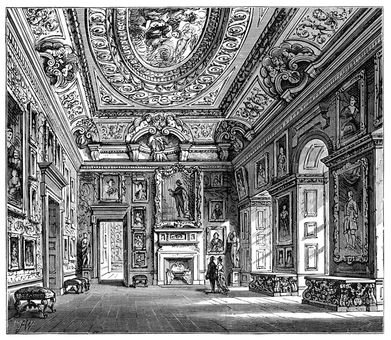 Queen Caroline Drawing Room, Kensington-palota, London, 1900 alkotó: Unbekannt