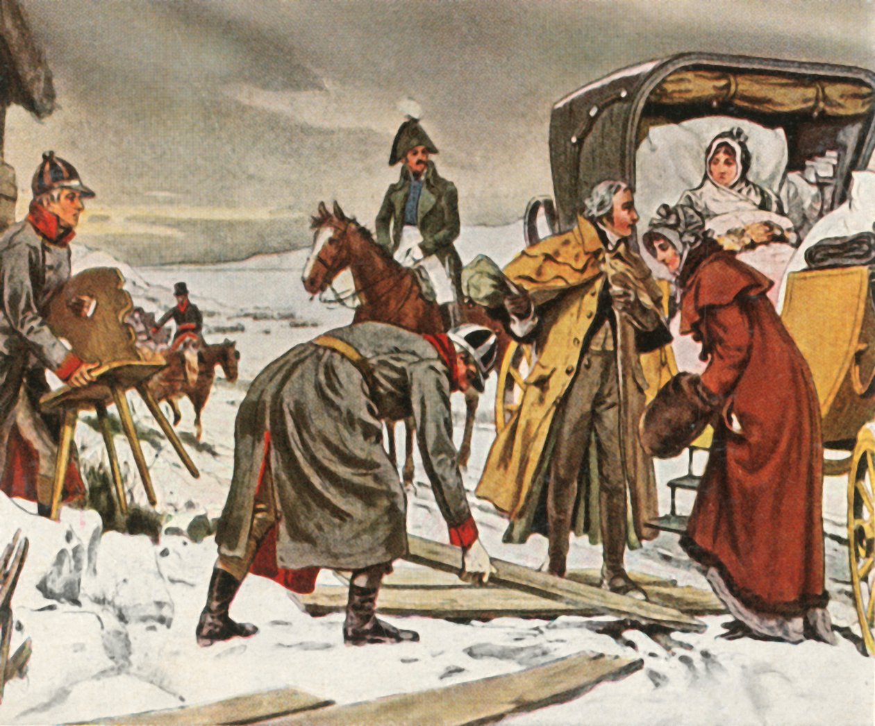 Louise királynő a memeli repülésen, 1807. január 5-én, 1936. alkotó: Unbekannt