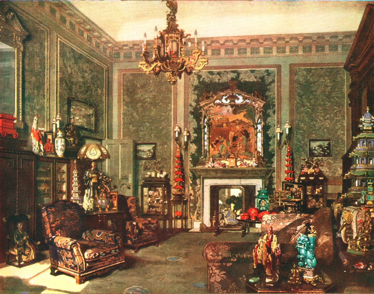 Queen Marys kínai Chippendale szoba a Buckingham-palotában, 1935 alkotó: Unbekannt