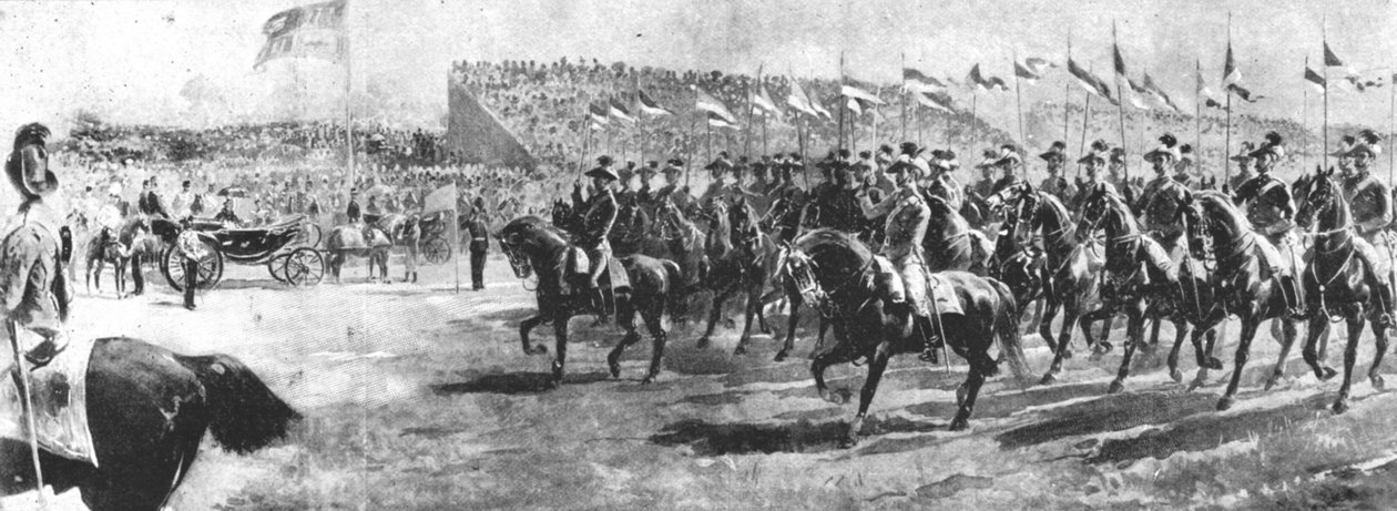 Viktória királynő áttekinti a Birodalom hadseregét Aldershotban, 1897..., 1901. alkotó: Unbekannt