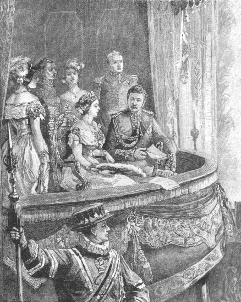 Viktória királynő és a herceg hitvese az Olasz Királyi Operában, 1849, 1901. alkotó: Unbekannt