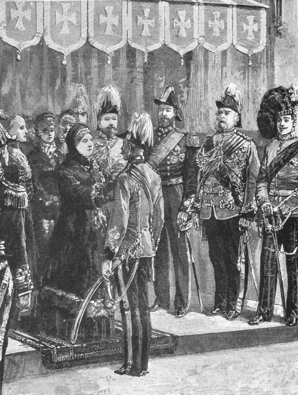 Viktória királynő tiszteket díszített... Windsorban, 1879. december 8-án, 1901. alkotó: Unbekannt