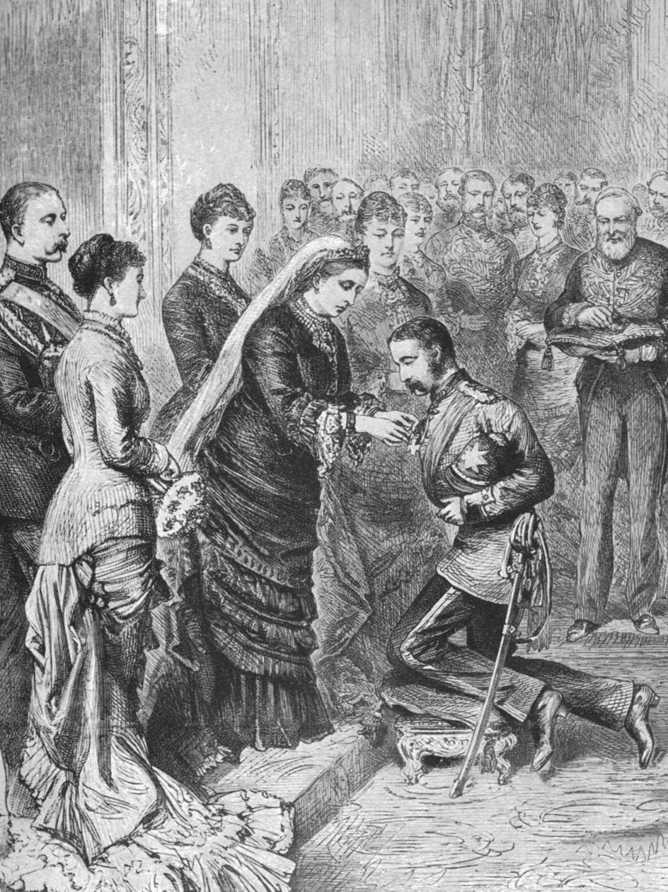 Viktória királynő az afgán és zulu háborúkban részt vevő tiszteket díszíti...1879. december 8., 1901. alkotó: Unbekannt