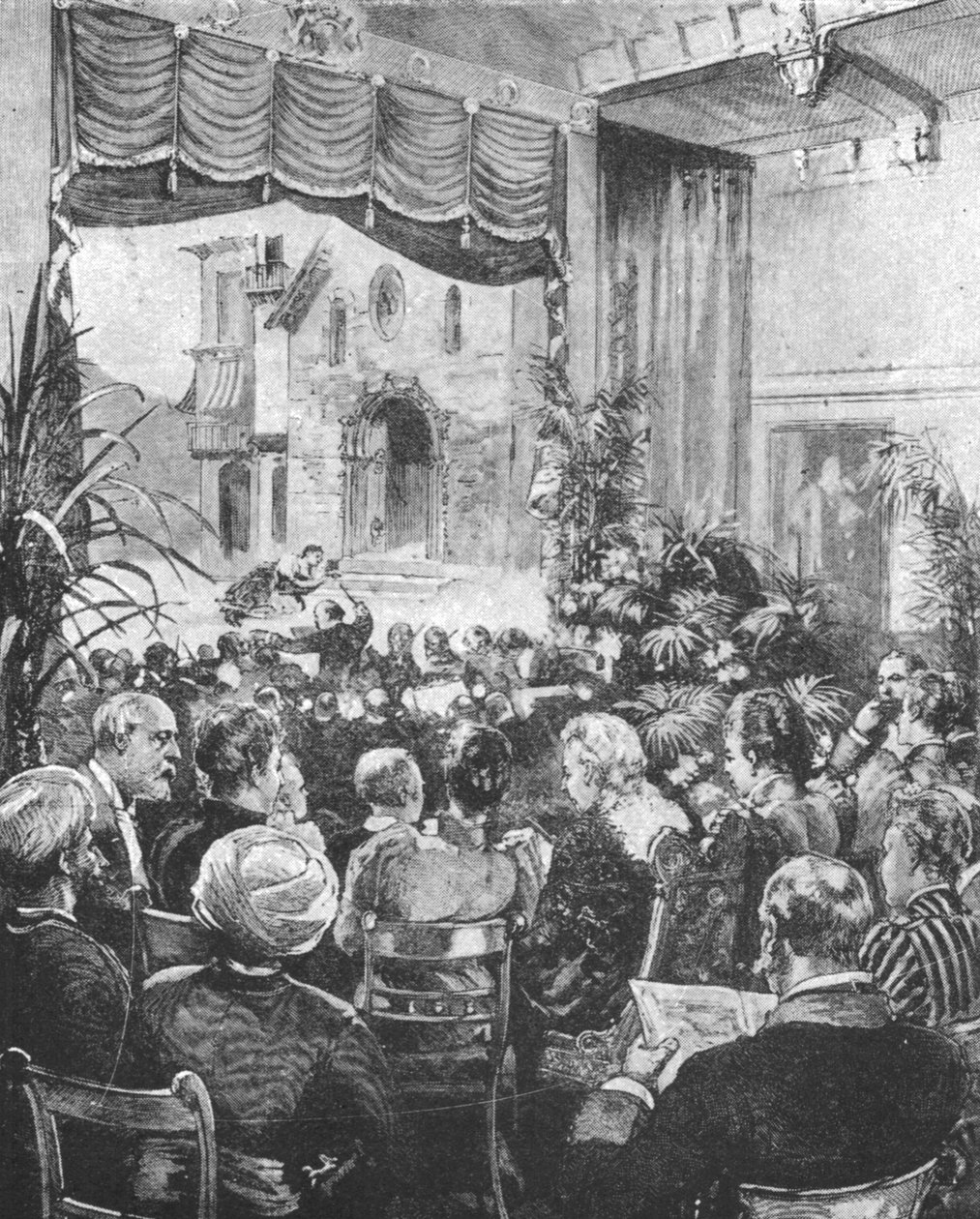 Viktória királynő meghallgatja a Cavalleria Rusticanát Windsorban, 1891, 1901. alkotó: Unbekannt