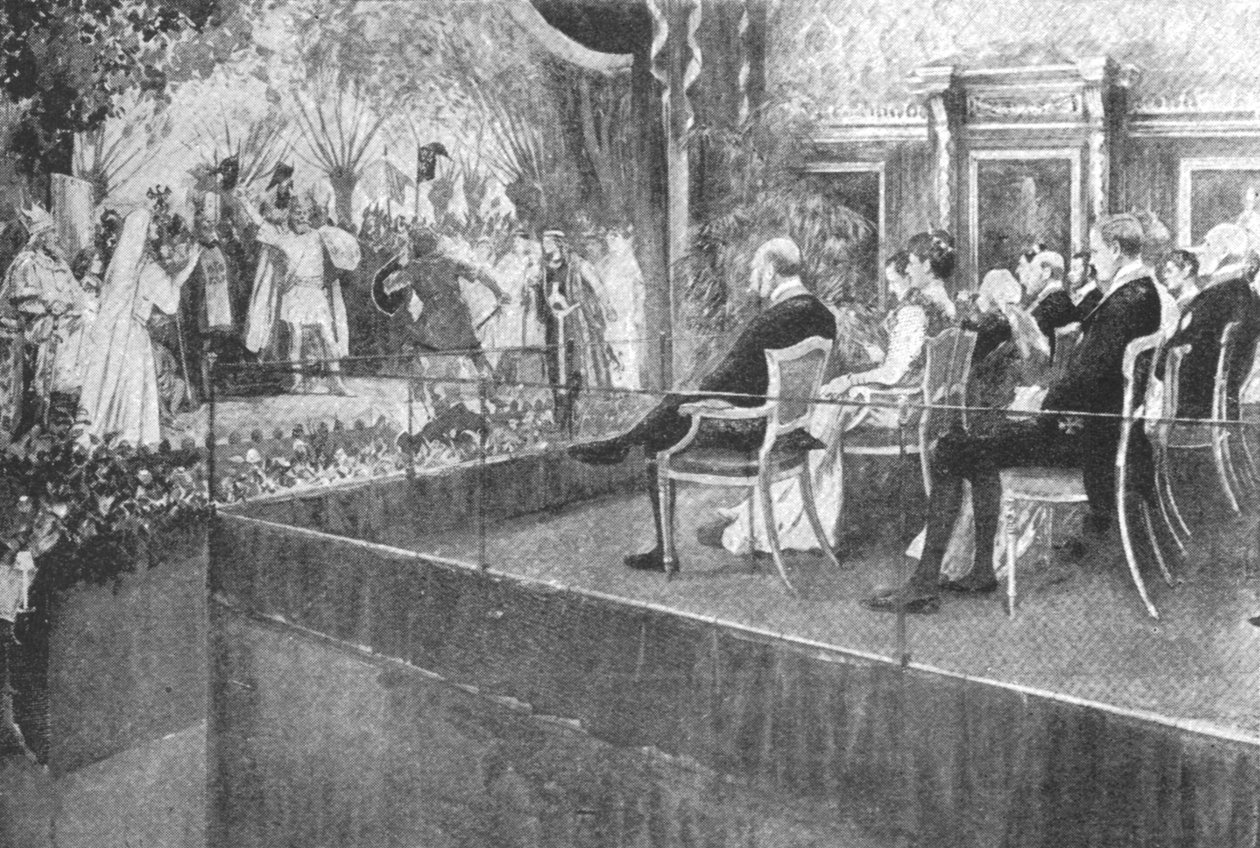 Viktória királynő Lohengrint hall a windsori kastélyban nyolcvanadik születésnapján, 1899, 1901. alkotó: Unbekannt