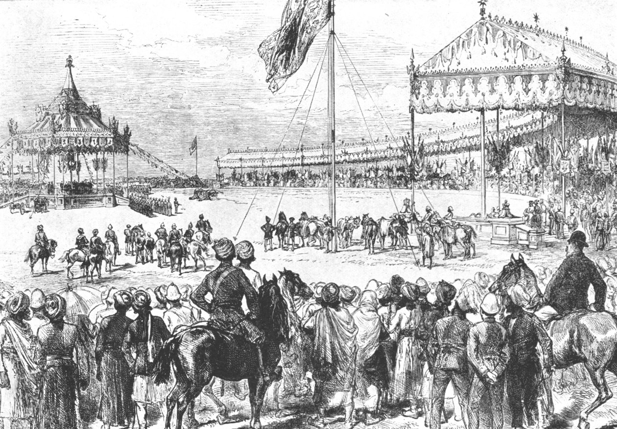 Viktória királynő kiáltotta ki India császárnőjét, 1877: The Imperial Durbar Delhiben..., 1901. alkotó: Unbekannt