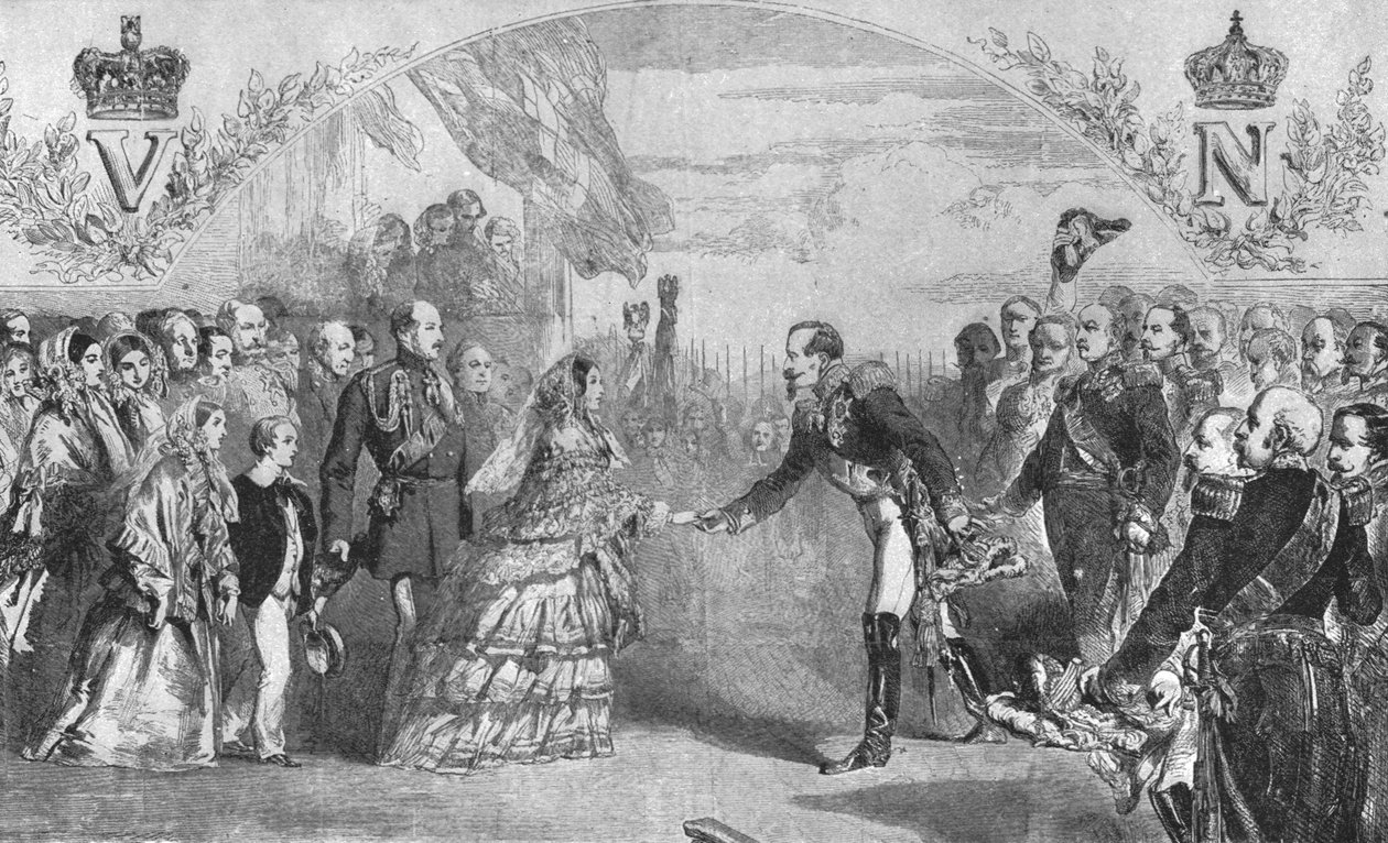 Viktória királynőt Boulogne-ban fogadta III. Napóleon császár 1855. augusztus 18-án, 1901. alkotó: Unbekannt