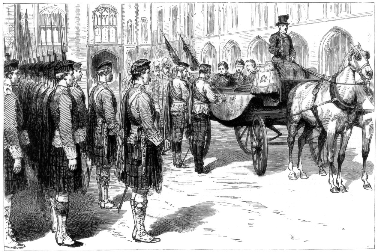 Viktória királynő megkapja a Seaforth Highlanders régi színeit, Windsor, 1885 alkotó: Unbekannt