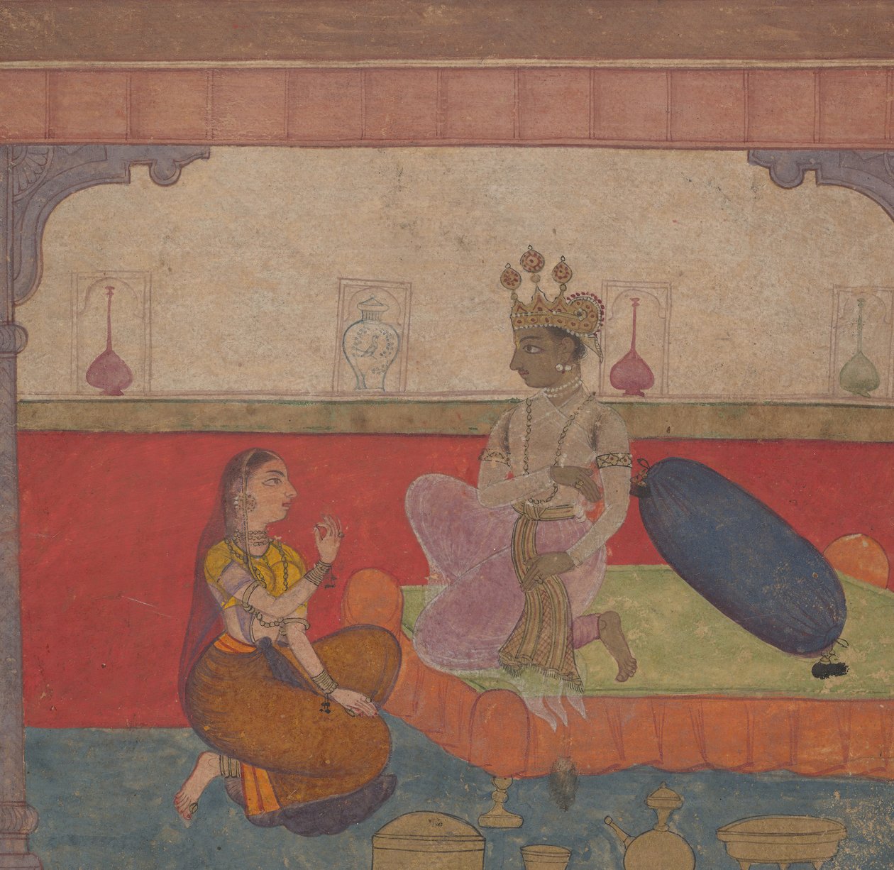 Radha beszél Krsnához: Oldal a Boston Rasikapriya Lovers Breviary-ból, kb. 1610. alkotó: Unbekannt