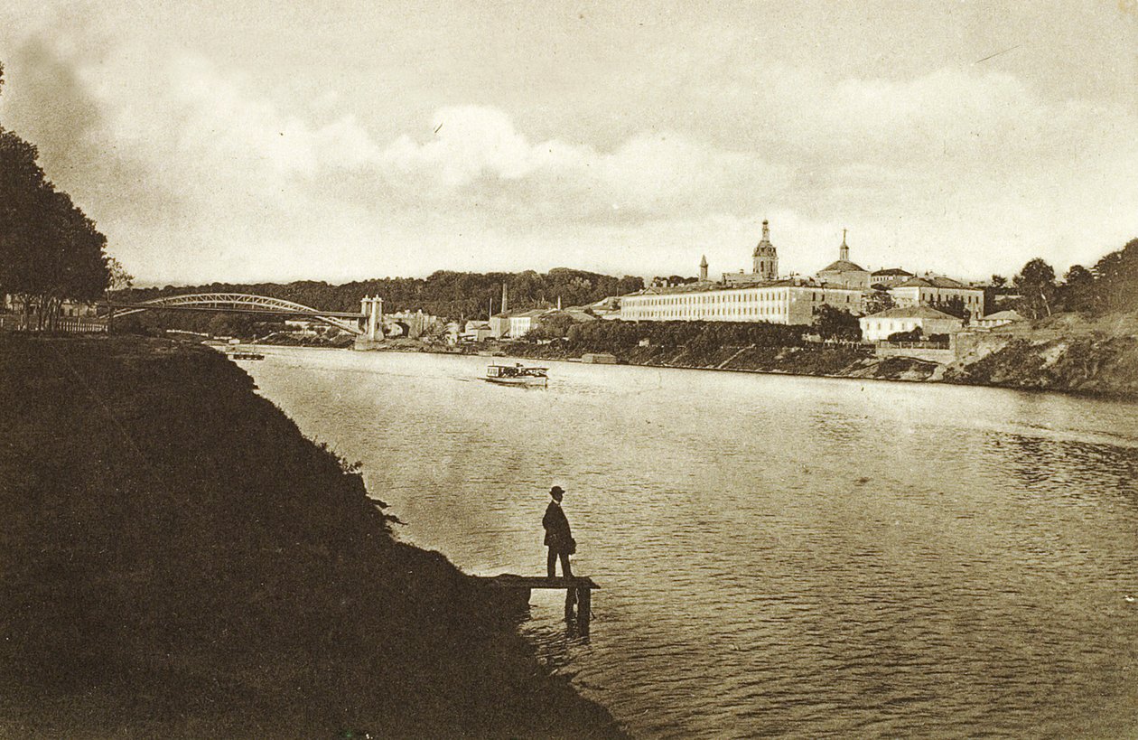 Vasúti híd és a Novogyevicsi kolostor New Maidens kolostor, Moszkva, Oroszország, 1910-es évek alkotó: Unbekannt