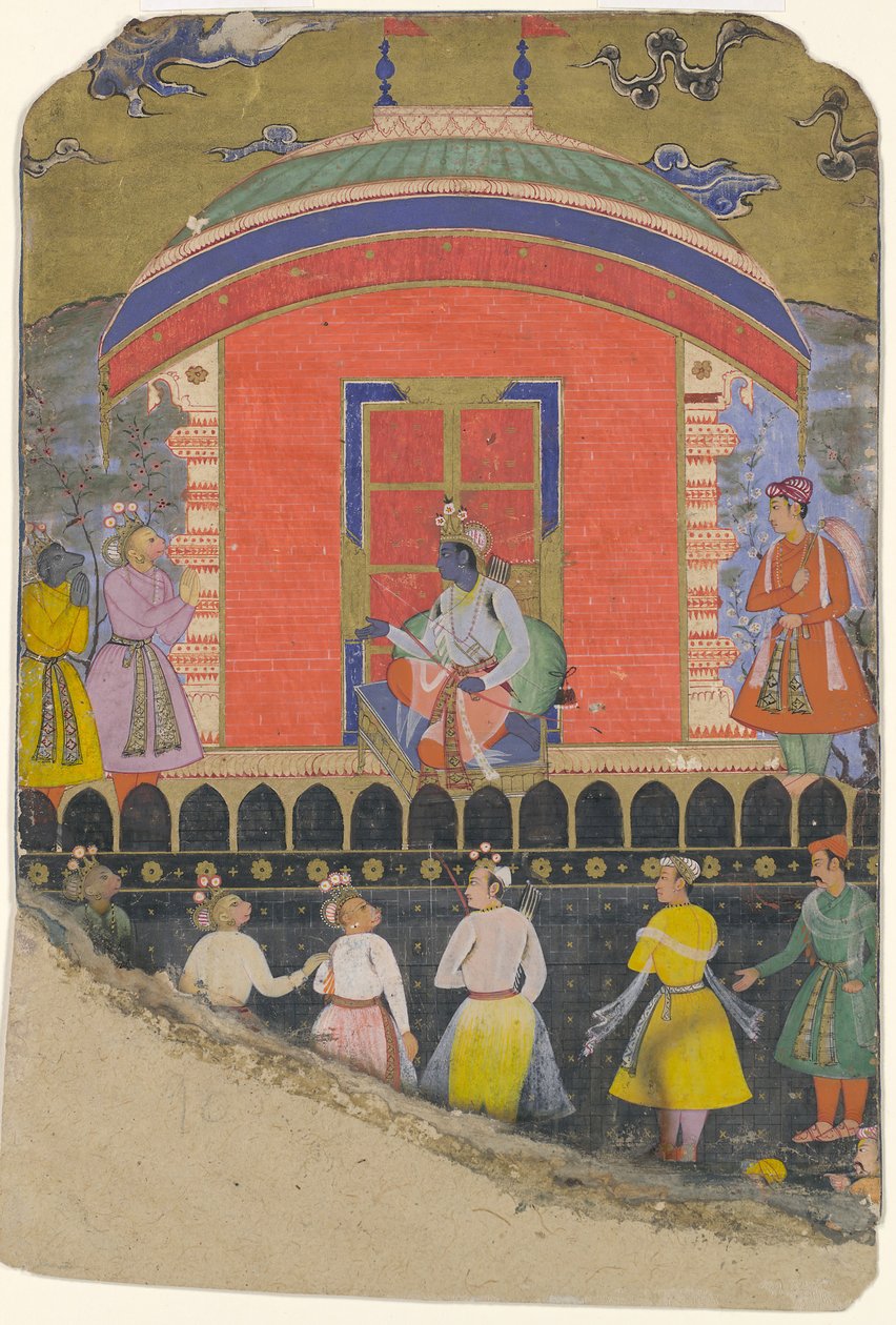Rama megkapja Sugrivát és Jambavatot, a majom- és medvekirályokat, a Folio-t... kb. 1605. alkotó: Unbekannt