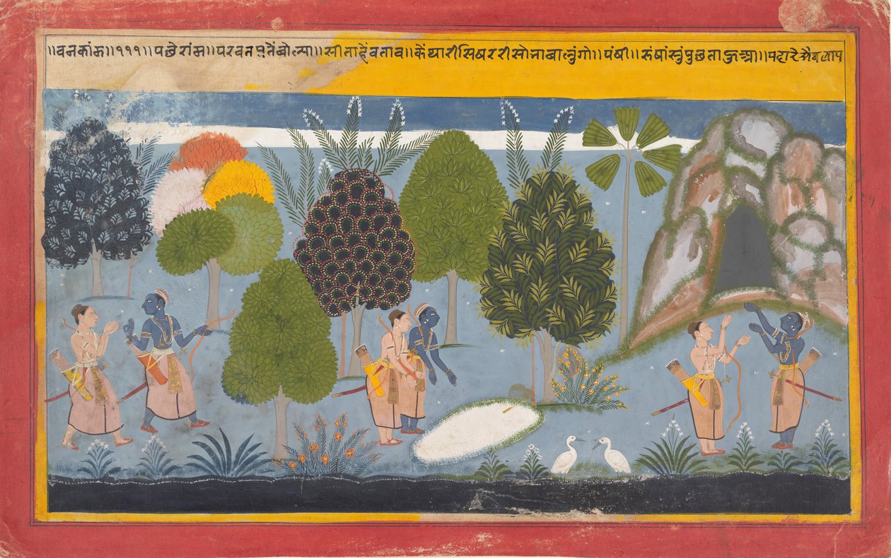 Rama és Lakshmana hiába keresik Sitát: Illusztrált fólió..., kb. 1680-90. alkotó: Unbekannt