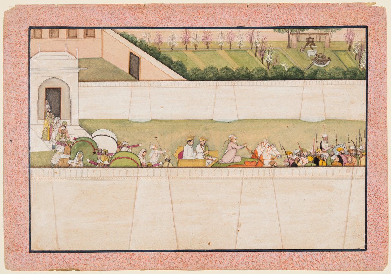 A Ráma testvérek, Bharata és Shatrughna elindultak Ayodhyából, hogy megtalálják Rámát és Laksmanát..., 1775-80. alkotó: Unbekannt