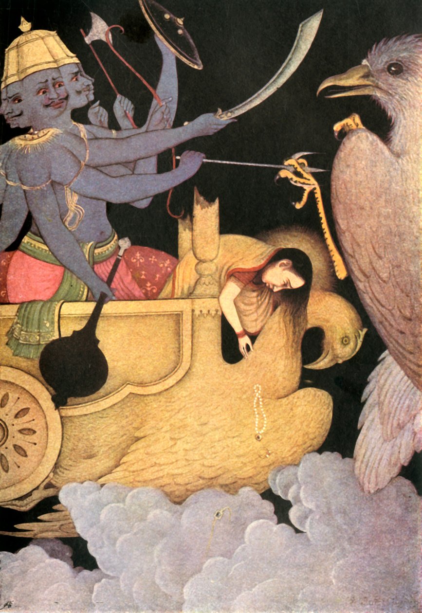 „Ravana Fighting with Jatayu”, 1920. alkotó: Unbekannt