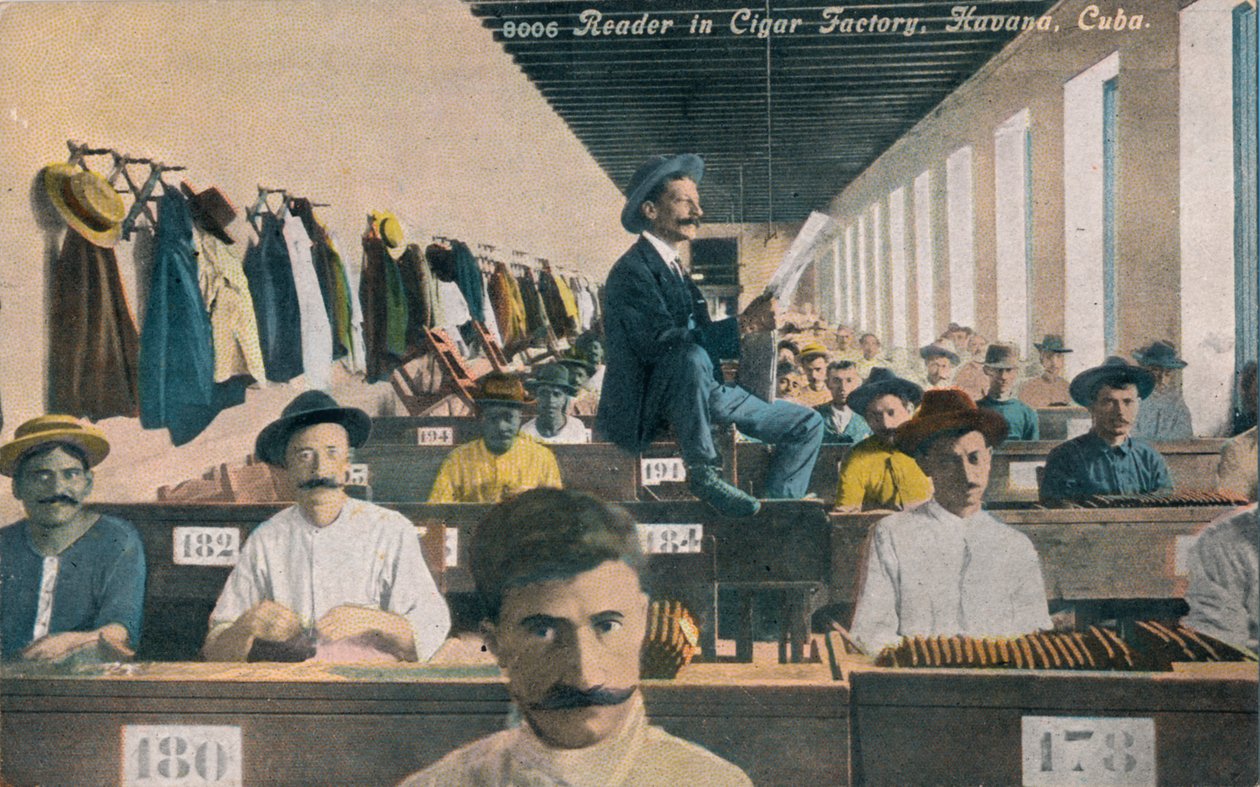 Olvasó a Szivargyárban, Havanna, Kuba, 1910-es évek alkotó: Unbekannt