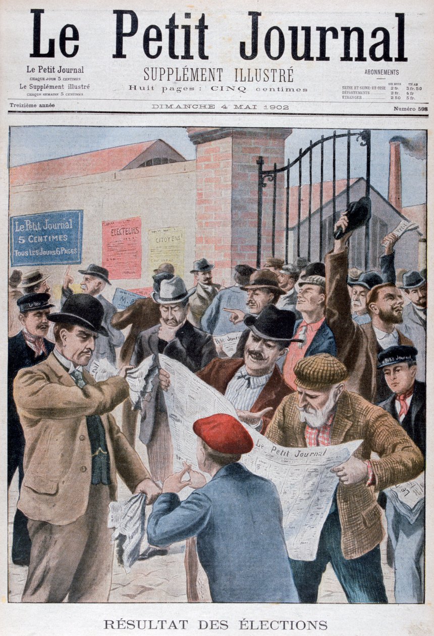 Választási eredmények olvasása az újságban, Párizs, 1902 alkotó: Unbekannt