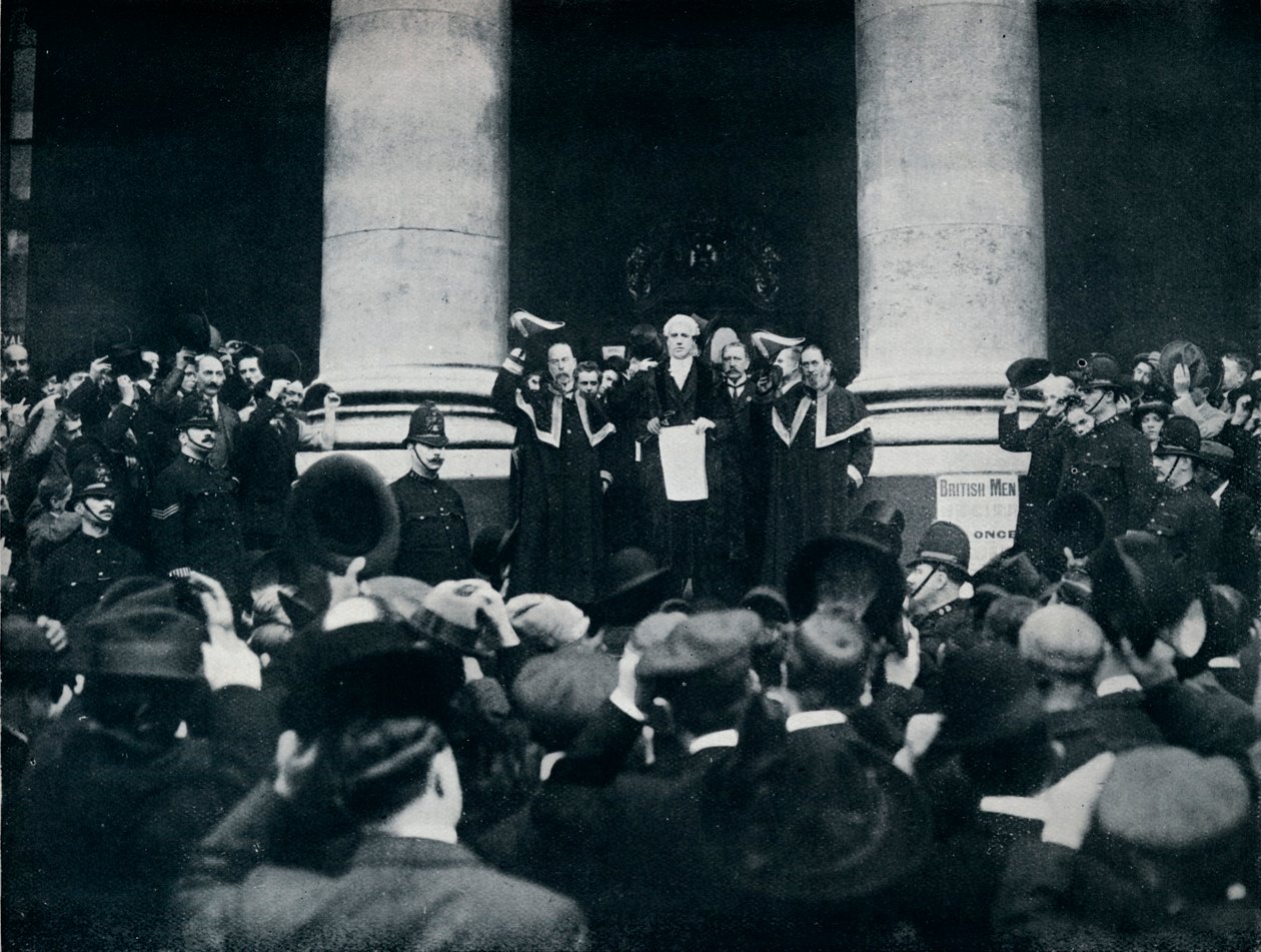 A Törökország elleni háború kikiáltása a londoni királyi börzén, 1914 alkotó: Unbekannt