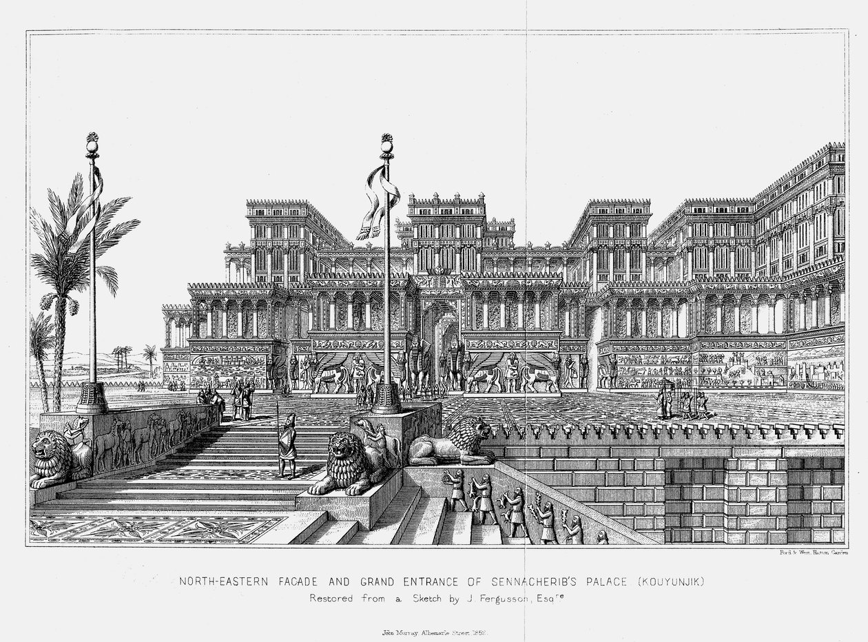 A Szennaherib-palota északkeleti homlokzatának rekonstrukciója, Kouyunjik, Asszír, 1853 alkotó: Unbekannt