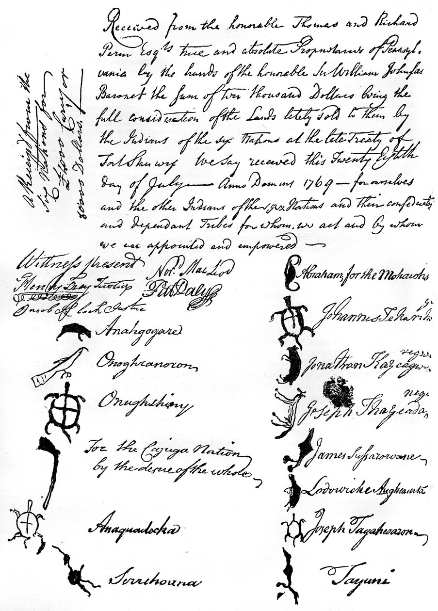 A brit és indián törzsek közötti szerződés kicsinyített fakszimile, 1769, 1880 alkotó: Unbekannt