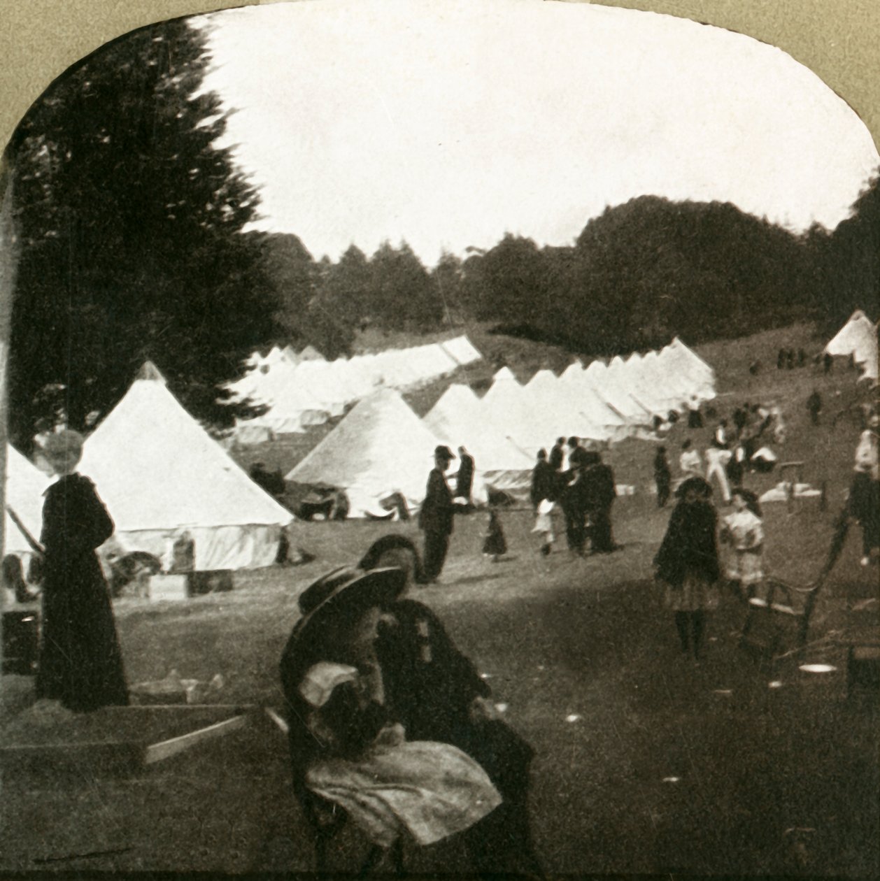 Menekülttábor a Golden Gate Park bálpályáján, 1906. alkotó: Unbekannt