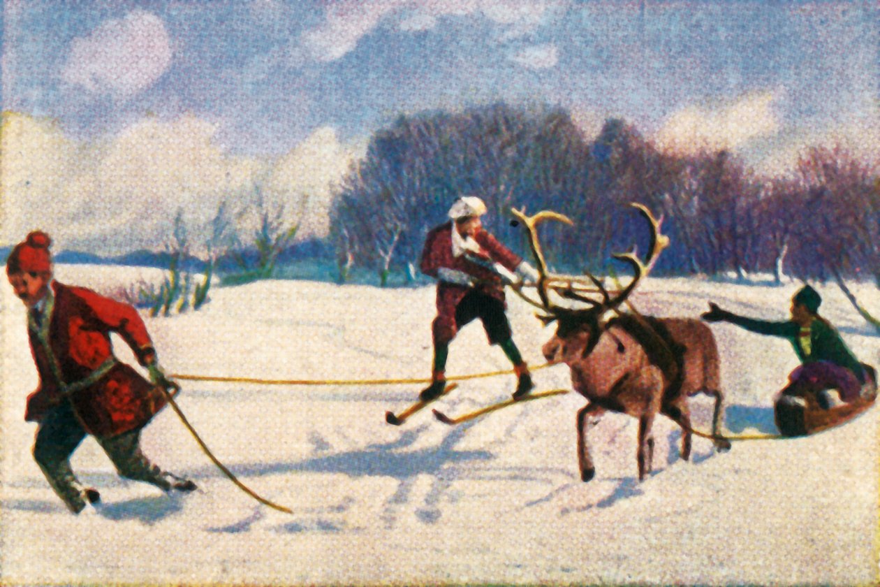 Rénszarvas szánkózás Svédországban, 1928. alkotó: Unbekannt