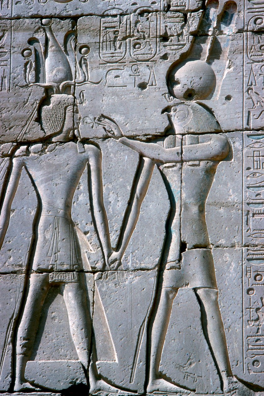 Ramszesz II. életet adó Amun-Ra domborműve, II. Ramszesz temploma, Luxor, Egyiptom, ie 1250 körül alkotó: Unbekannt
