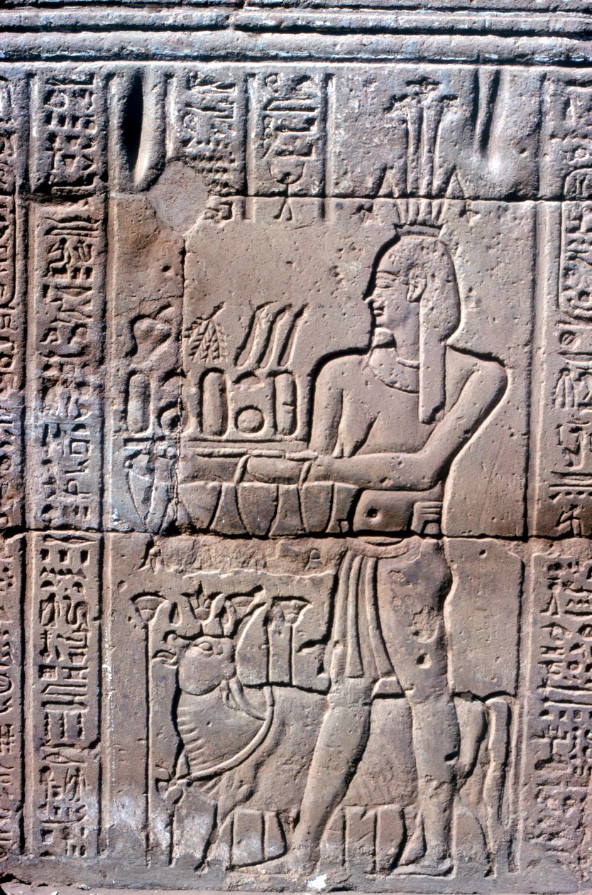 Hapi Hapy Nílus istenének domborműve az árvízben, Khnum temploma, Ptolemaioszi és római korok alkotó: Unbekannt
