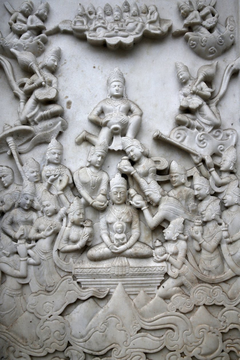 Domborművek a Leicester Jain templomon kívül. Egyesült Királyság alkotó: Unbekannt