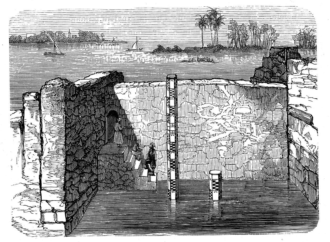 Nilométer maradványai, egy ősi eszköz a Nílus éves elöntésének mérésére, c1885 alkotó: Unbekannt