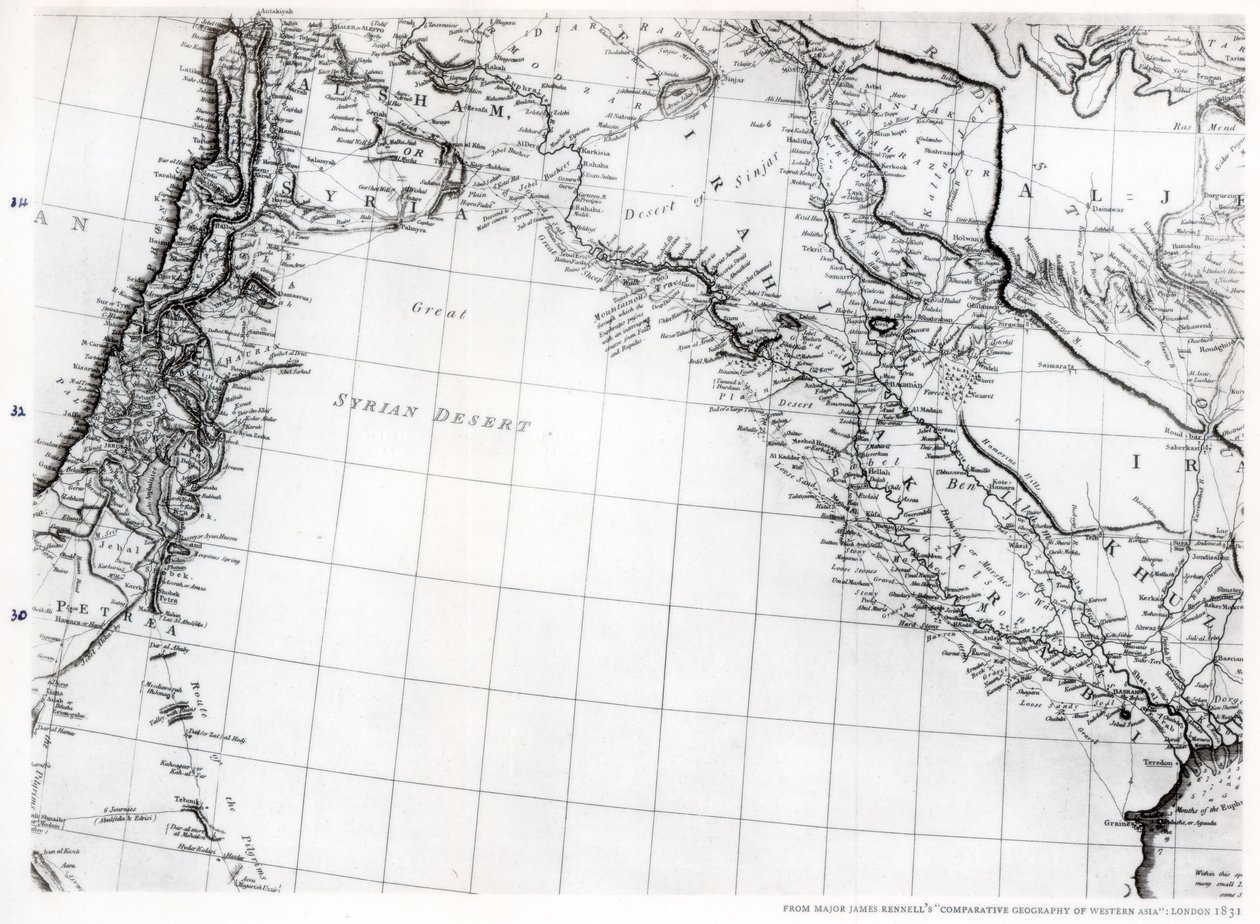 Rennells térkép a szíriai sivatagról, 1809-es keltezésű, 1831-ben, 1937-ben megjelent alkotó: Unbekannt