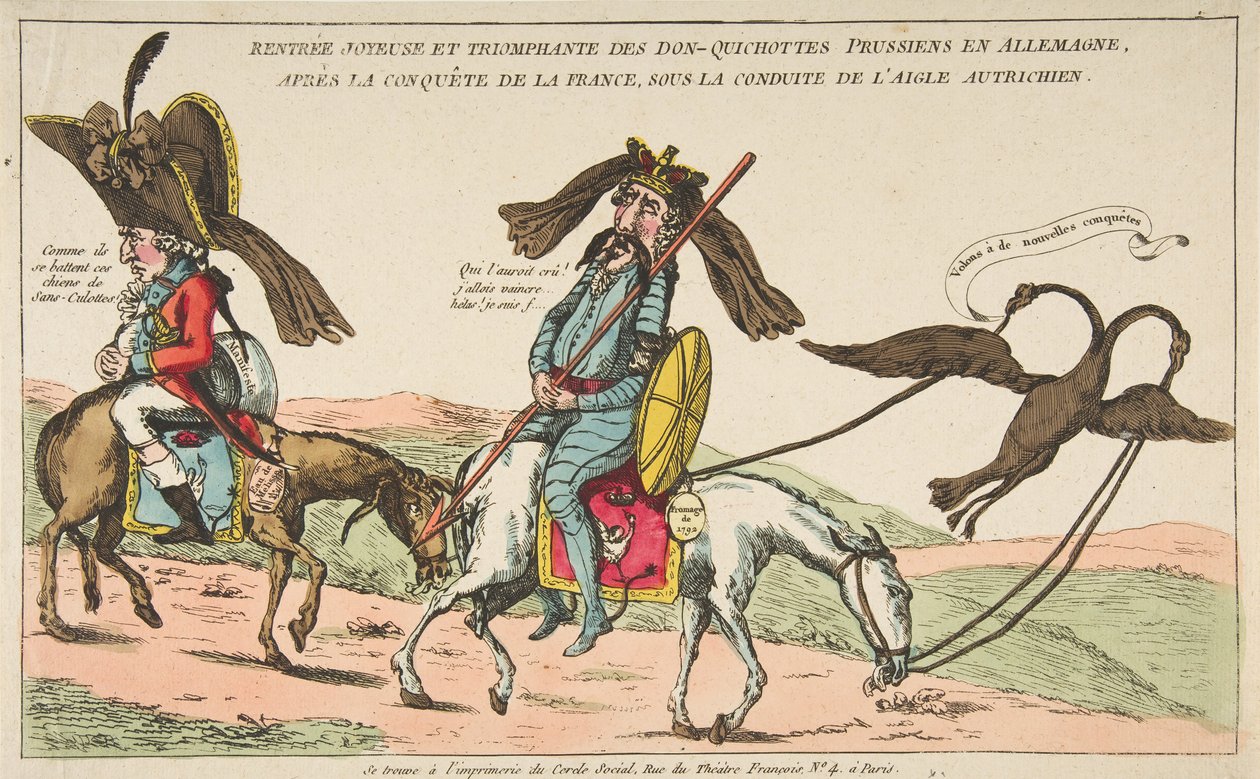 A porosz Don-Quixoták örömteli és diadalmas visszatérése Németországba, a hódítás után..., kb. 1792. alkotó: Unbekannt