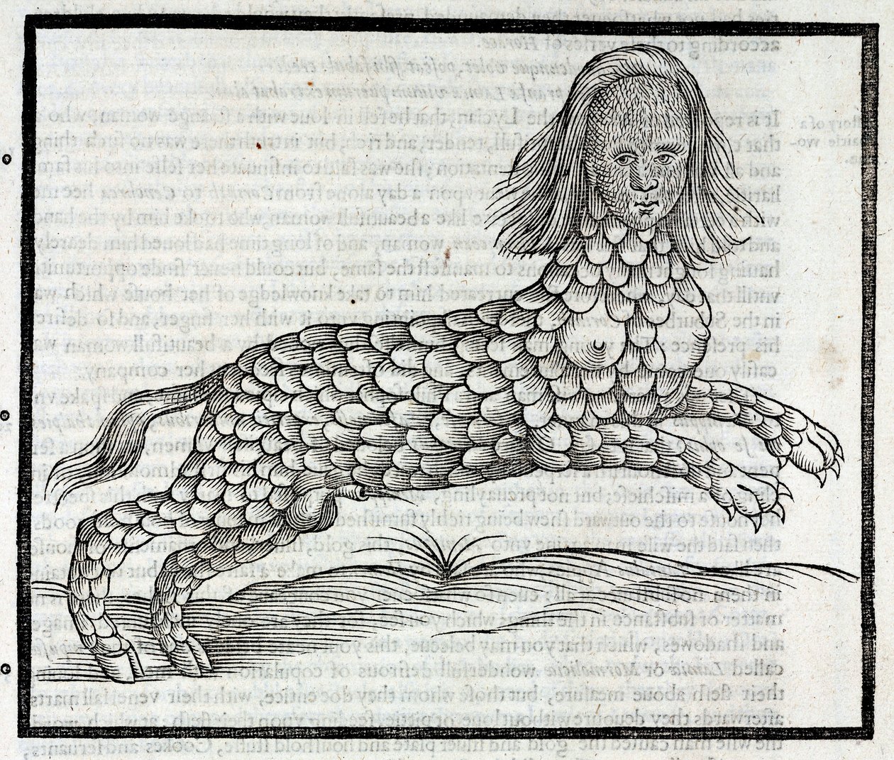 "Representation de la Creature Lamia (Sybaris) Gravure tiree a "History of Four-footed Beastes" d