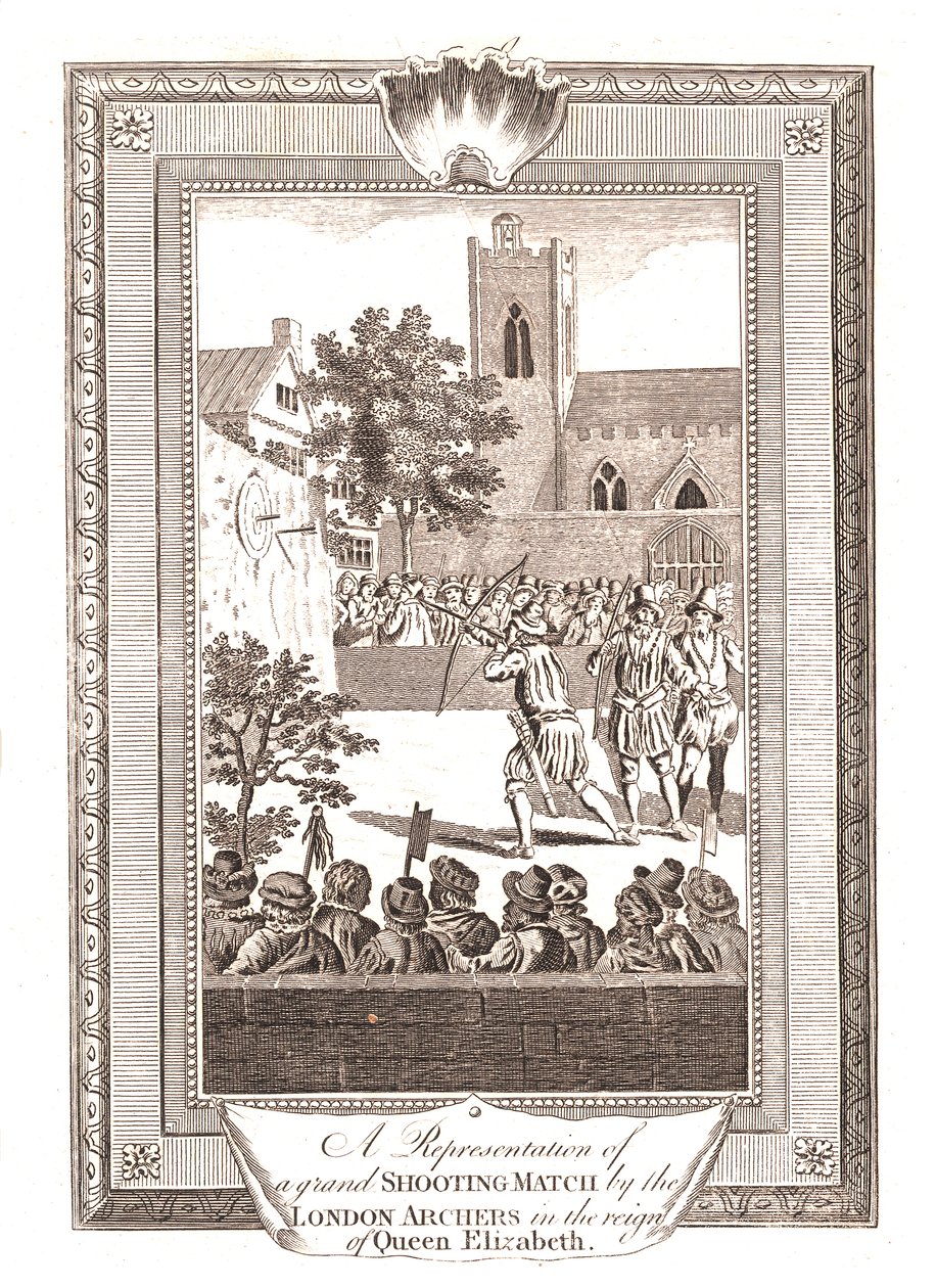 A londoni íjászok lövöldözős mérkőzésének ábrázolásai Erzsébet királynő uralkodása idején, 1793 alkotó: Unbekannt