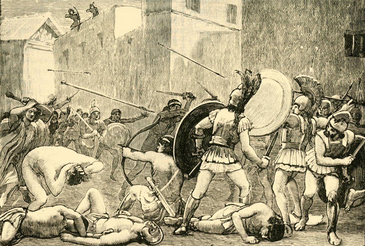 Pyrrhus visszaszorítása Spártából, 1890. alkotó: Unbekannt